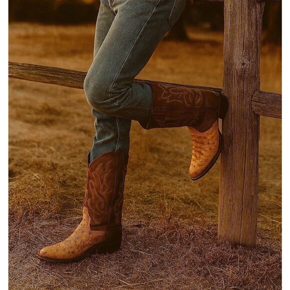 VTG Tony Lama Ostrich Boots Women’s 8.5 – Full Quill Western Wedding Made In USA - Picture 1 of 11